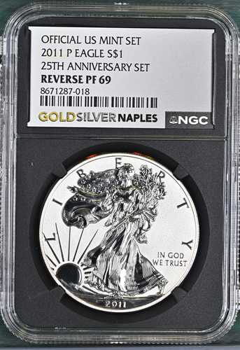 2011 P 地金シルバーイーグルス NGC PF-69 P 25周年記念セットオフィシャル米国造幣局 S-