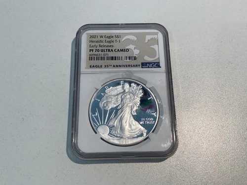 2021年 W シルバー プルーフ アメリカンイーグル タイプ1 PF70 35周年記念ラベル - L24.80｜WORLD RESOURCE【QUEEN店】
