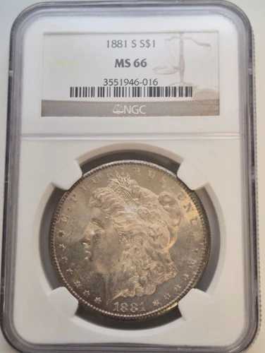 1881-S 1ドルモルガン銀貨 NGC MS66 - 素晴らしい！見事な色調！