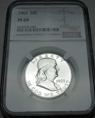 1963年 フランクリン PF 69 シルバーハーフドル NGC プルーフ PF69