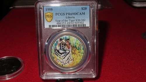 1998年 リベリア 寅年 .999 銀貨 KM342 アフリカコイン