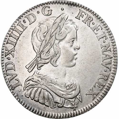 [#1287020] フランス、ルイ 14 世、1/4 エキュ・ア・ラ・メッシュ・コート、1644 年、パリ、ローズ、シル、｜WORLD RESOURCE【QUEEN店】