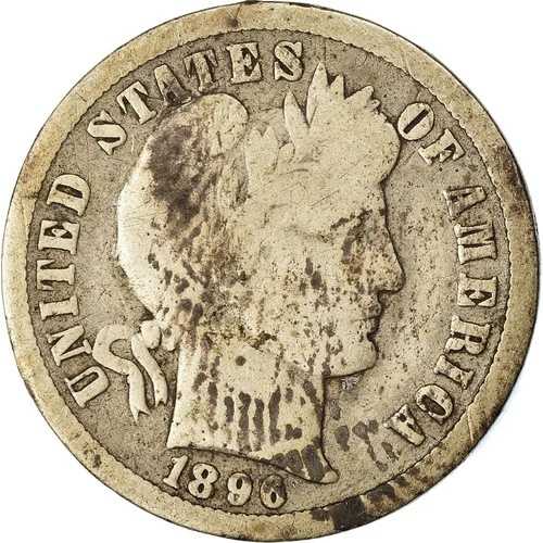 [#863819] コイン、アメリカ合衆国、バーバーダイム、ダイム、1896年、米国造幣局、ニューオーリンズ、｜WORLD RESOURCE【QUEEN店】