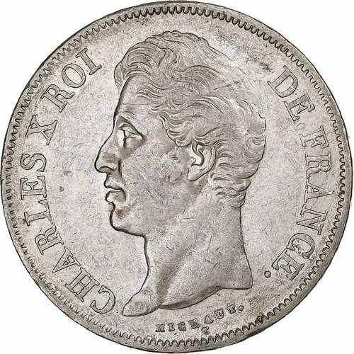 [#1307853] フランス、シャルル10世、5フラン、1828年、ボルドー、銀貨、EF、ガドゥリー:644 91,355円