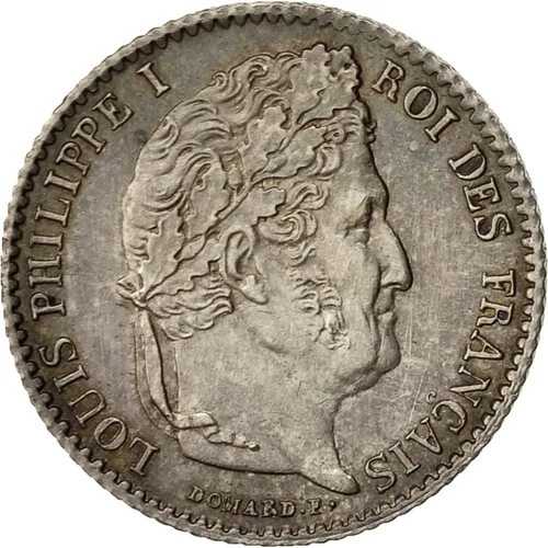 [#493084] コイン、フランス、ルイ・フィリップ、1/4フラン、1845年、ルーアン、MS、銀、KM:7