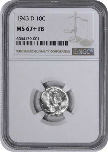 1943-D マーキュリー銀貨 MS67+FB NGC|WORLD RESOURCE【QUEEN店】