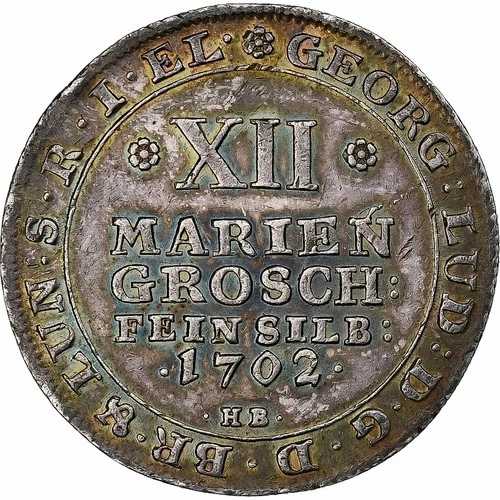 [#1277866] ブラウンシュヴァイク＝リューネブルク公国、ゲオルク1世、12 Mariengroschen、1702年、ブルンス