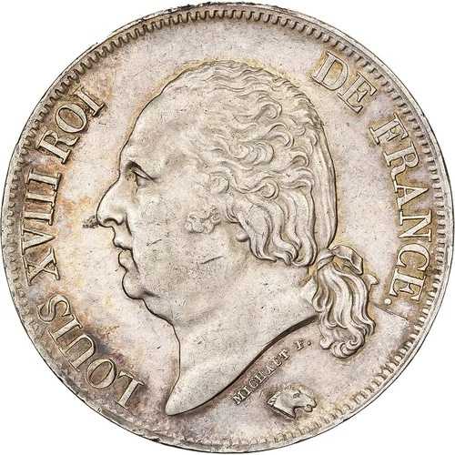 [#981485] フランス、ルイ 18 世、5 フラン、1821 年、リール、シルバー、AU、ガドゥリー:614｜WORLD RESOURCE【QUEEN店】