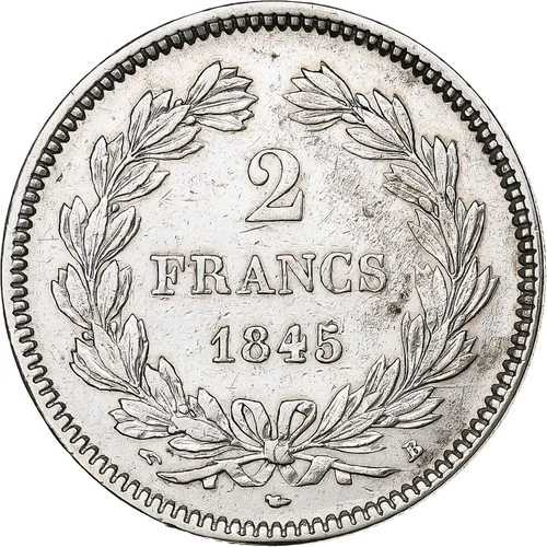 [#1276025] フランス、ルイ フィリップ、2 フラン、1845 年、ルーアン、シルバー、AU(50-53)、ガド