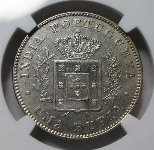 インド ポルトガル語 ポルトガル 1 ルピア 1882 NGC AU Det. UNC ルイス I. シルバーについて 98,615円