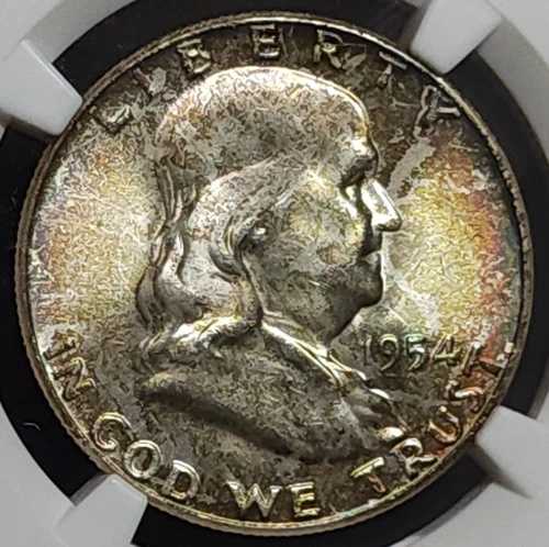 1954年 フランクリンシルバー ハーフドル NGC MS66 フルトーン ジェム！ほぼFBL