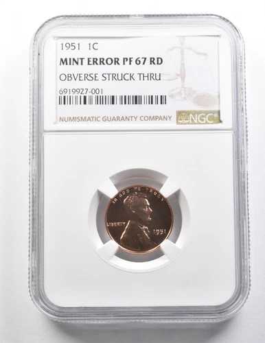 1951年 リンカーン ウィート セント ミント エラー PF67 RD 表面 NGC 刻印 *9484 98,615円