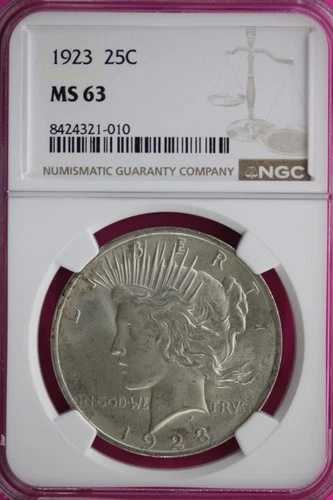 1923年 P MS 63 リバティピース銀貨 NGC認定 ダイクラックリバース 950