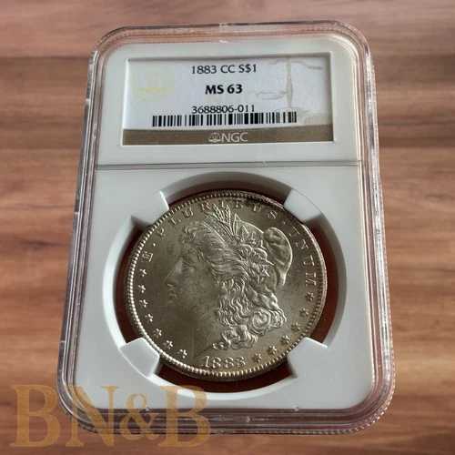 1883年-CC モルガン銀貨 NGC MS63 ライトトーニング ストロングストライク