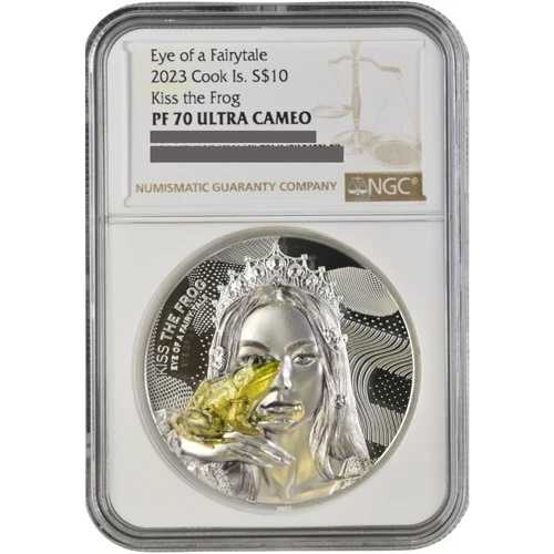 おとぎ話の瞳、キス・ザ・フロッグ 2オンス銀貨 2023年 NGC PF 70 ウルトラカメオ