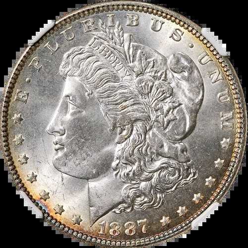 1887-P モルガン銀貨 NGC MS66 - 周辺部の色褪せ