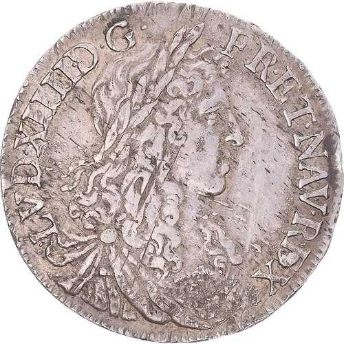 [#343396] コイン、フランス、ルイ 14 世、1/2 ?cu au Buste juv?nile、1662 年、レンヌ、EF