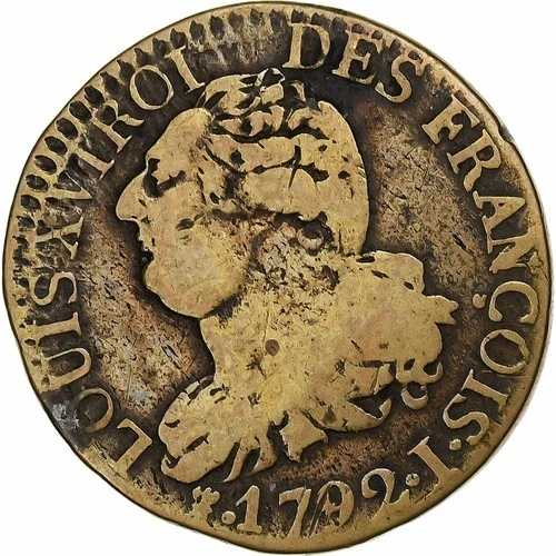 [#1286475] フランス、ルイ16世、3デニール、1792年/AN 4、リモージュ、真鍮、VF、ガドゥール