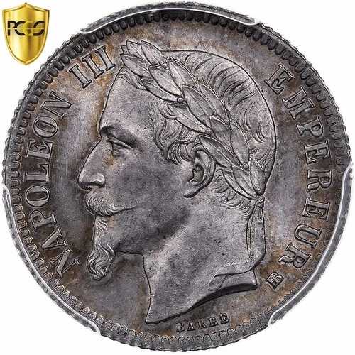[#874936] フランス、ナポレオン3世、1フラン、1866年、ストラスブール、銀貨、PCGS、MS64