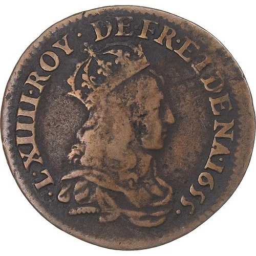 [#344986] コイン、フランス、ルイ 14 世、リアール ド フランス、1655、フォーテ、ダブル AV、ERS