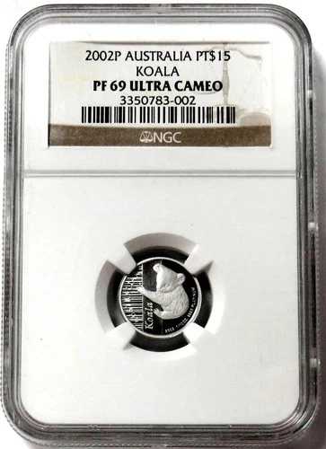 2002年 P プラチナ オーストラリア 665 鋳造 $15 コアラ NGC プルーフ 69 ウルトラカメオ