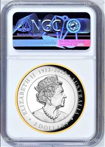 2023年 オーストラリア ギルトプルーフ 高浮き彫り 2オンス シルバー クッカバラ 2ドルコイン NGC PF69 FR