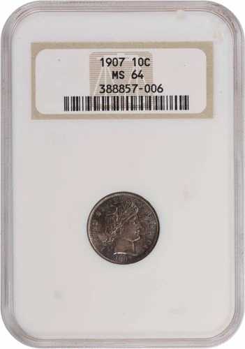 1907-P バーバー シルバー ダイム MS64 NGC