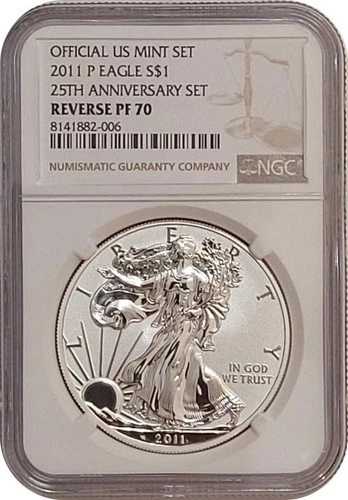 2011-P NGC PF70 25th リバース プルーフ アメリカン シルバー イーグル（25th イーグル セットより）