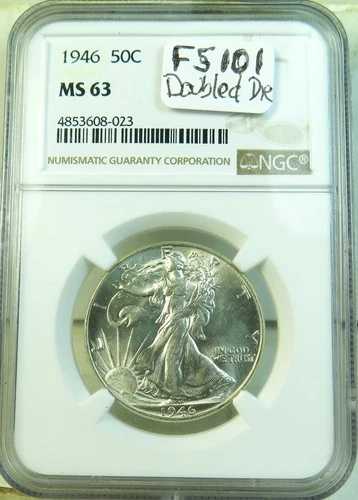 1946年ウォーキング・リバティ・ハーフドル NGC MS63 *FS 101 DDO* BR