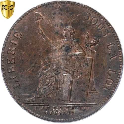 [#868268] コイン、フランス、モヌロン・ア・ラ・リベルテ、2ソル、1791年、バーミンガム、PCGS、M