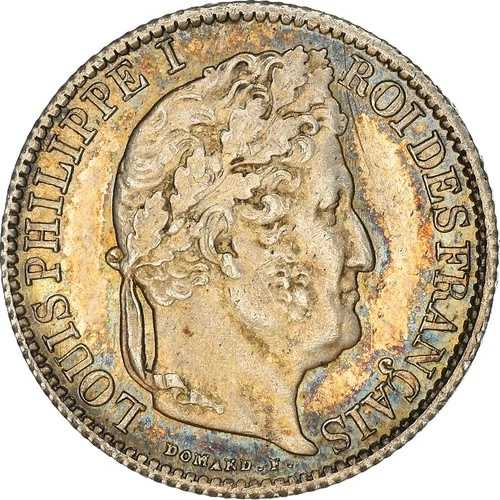 [#867688] 、フランス、ルイ・フィリップ、1/2フラン、1832年、パリ、MS、シル、ver