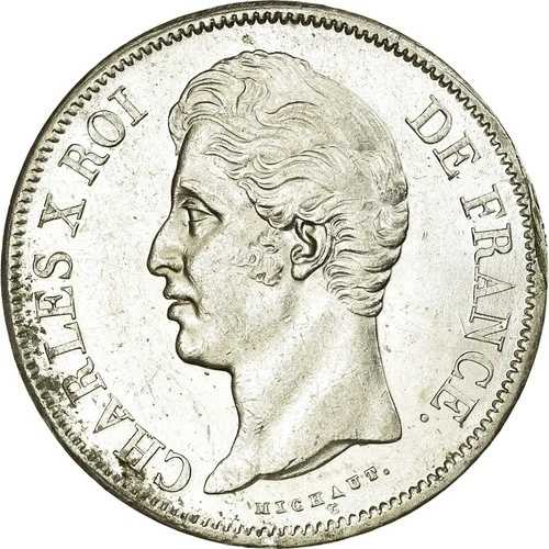 [#24483] 、フランス、シャルル10世、5フラン、1828年、リール、MS、銀、ガドゥリー:644