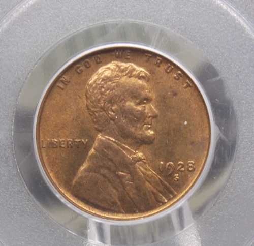 1928年製「S」リンカーン小麦セントペニー 1セント NGC MS63 RB #036 レッドブラウン 未使用 BU ECC&C Inc
