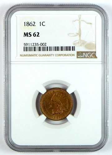 1862年インディアンヘッドセント - NGC MS 62