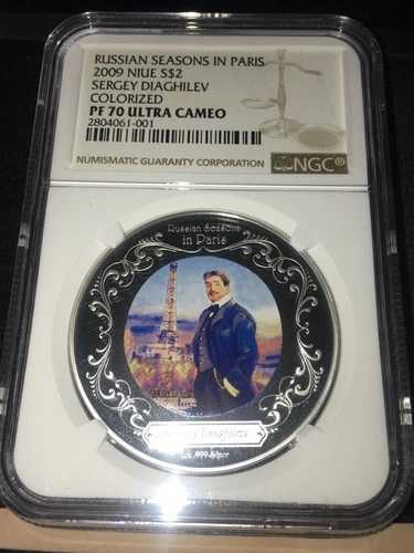 2009年 ニウエ、パリのロシアの季節；3枚セット x 1オンス .999Ag NGC**PF-70**