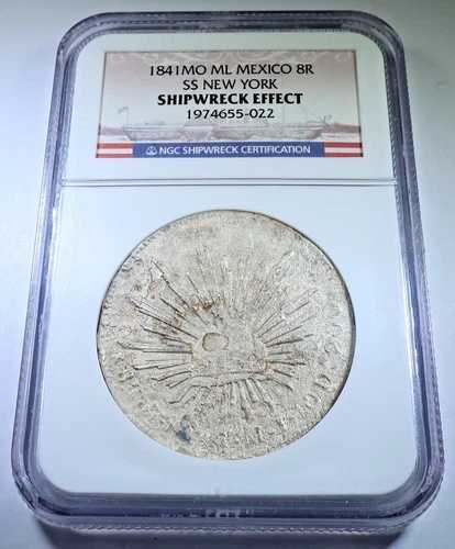 SSニューヨーク号沈没 1841年 メキシコ 8レアル 1800年代 リベルタドル 海賊 8Rコイン