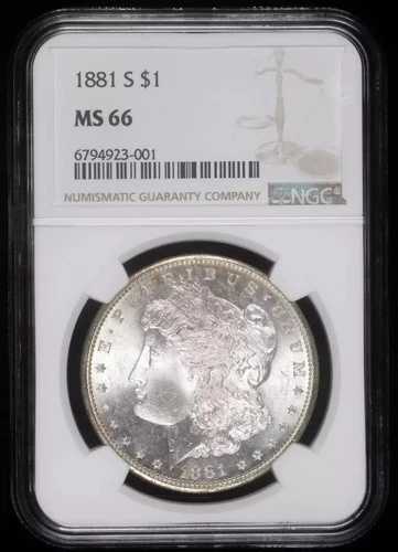 1881年 S モルガン銀貨 NGC MS-66