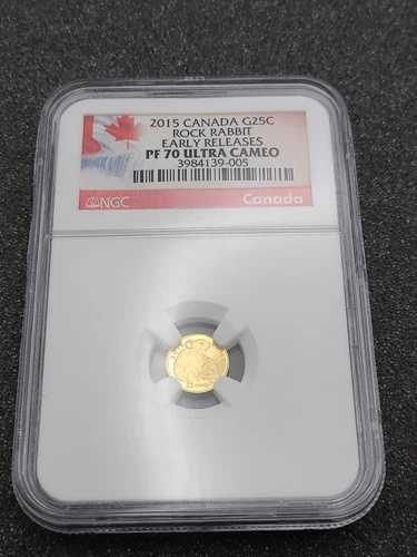 2015年カナダ 25セント金貨 ロックラビット NGC PF70 #3