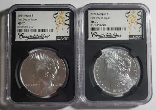 2024年 モルガン ピース シルバー ダラー 未流通 NGC MS70 ブラック 初日発行!