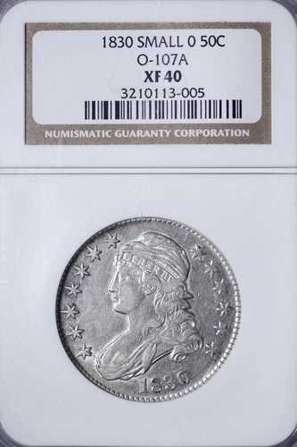 1830年 スモール 0 キャップドバスト ハーフドル NGC XF40 O-107A JGNNM