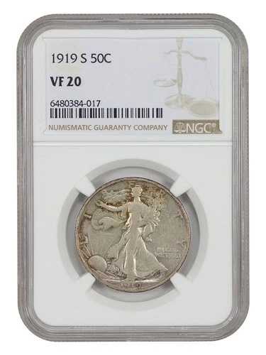 1919-S 50C NGC VF20 - ウォーキング・リバティ・ハーフダラー - 希少、初期ウォーカー