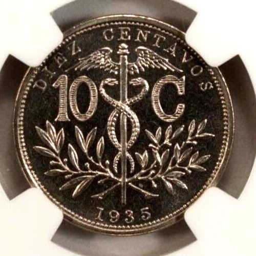 ボリビア 10センタボ 1935 NGC PF 66 UNC 銅ニッケル高品位