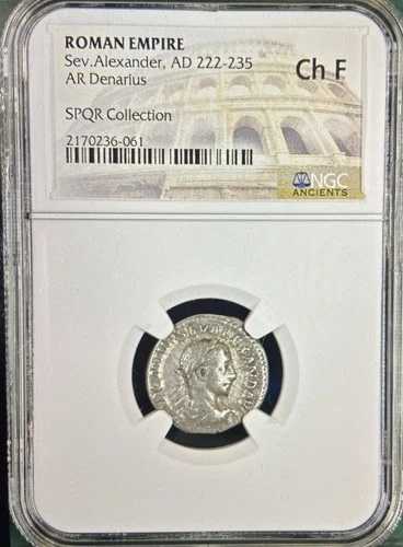 ローマ帝国 西暦222-235年 アレクサンダー大王 AR デナリウス NGC Ch F SPQRコレクション｜WORLD RESOURCE【QUEEN店】