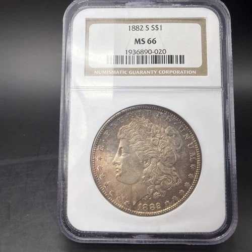 1882年 S $1 モルガン銀貨 - NGC MS66 - 色付き - 送料無料