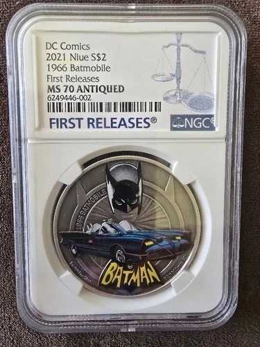 2021 DCコミックス バットマン 1966年 バットモービル NIUE 1オンス シルバーコイン NGC MS70 アンティーク