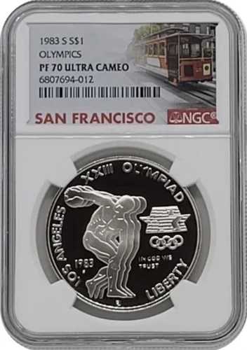 1983年オリンピック シルバーダラー NGC PF70??完璧な品質??
