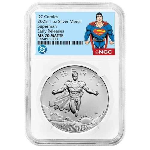 2025年 1オンス スーパーマン DCコミックス シルバーメダル NGC MS70 ER スーパーマンラベル