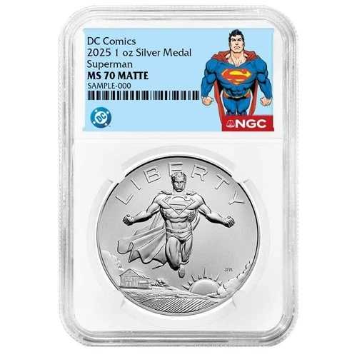 2025年 1オンス スーパーマン DCコミックス シルバーメダル NGC MS70 スーパーマンラベル