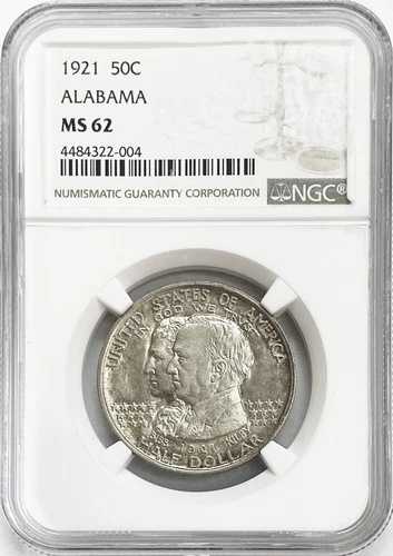 1921年 アメリカ アラバマ州 100周年記念 50セント銀貨 NGC ミント ステート 62