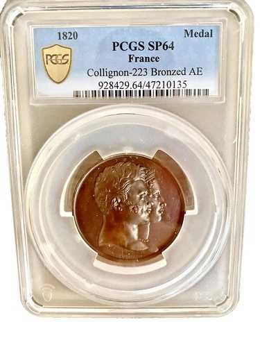 フランス 1820年 ボルドー公爵誕生 ブロンズ AE PCGS-SP 64 ゴールドシールド